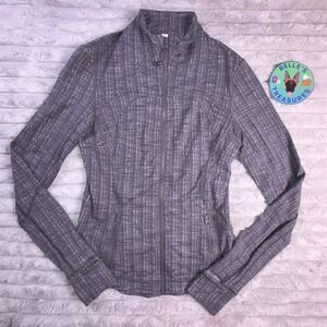 Lululemon Forme Define Jacket Women's 8 Gray Ziggy Wee Thumbhole Sleeve Full Zip